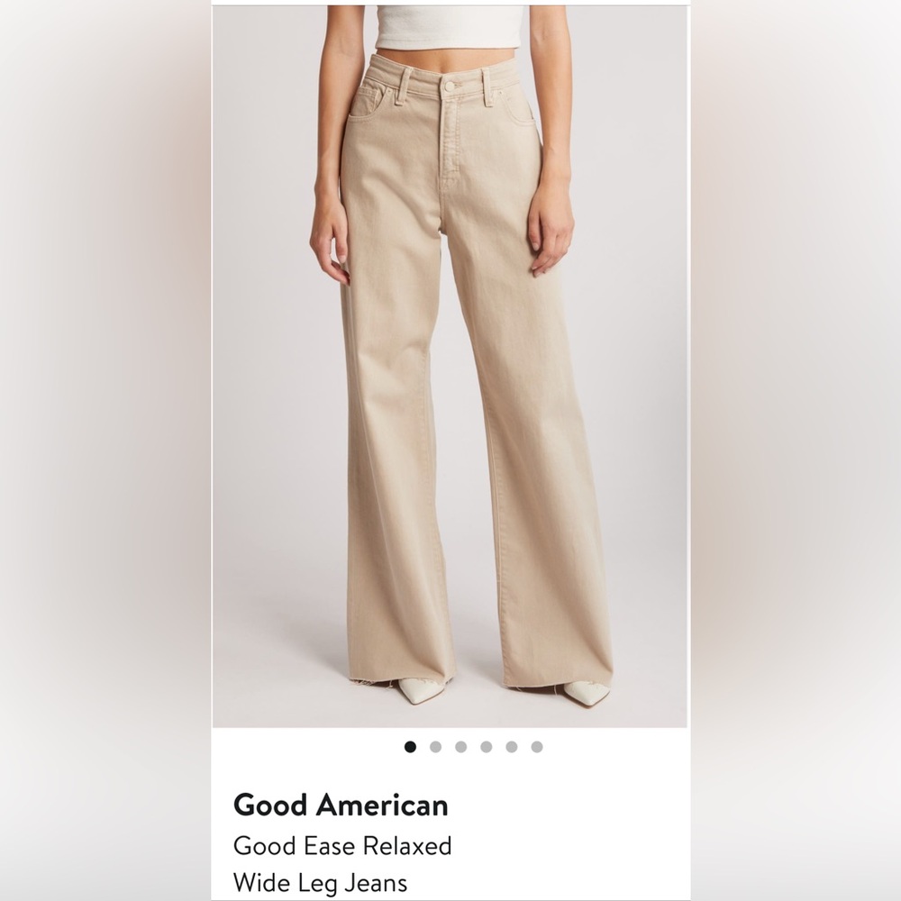 Good American Good Ease Relaxed Tan, Wide Leg Jeans, size 32, nwt!